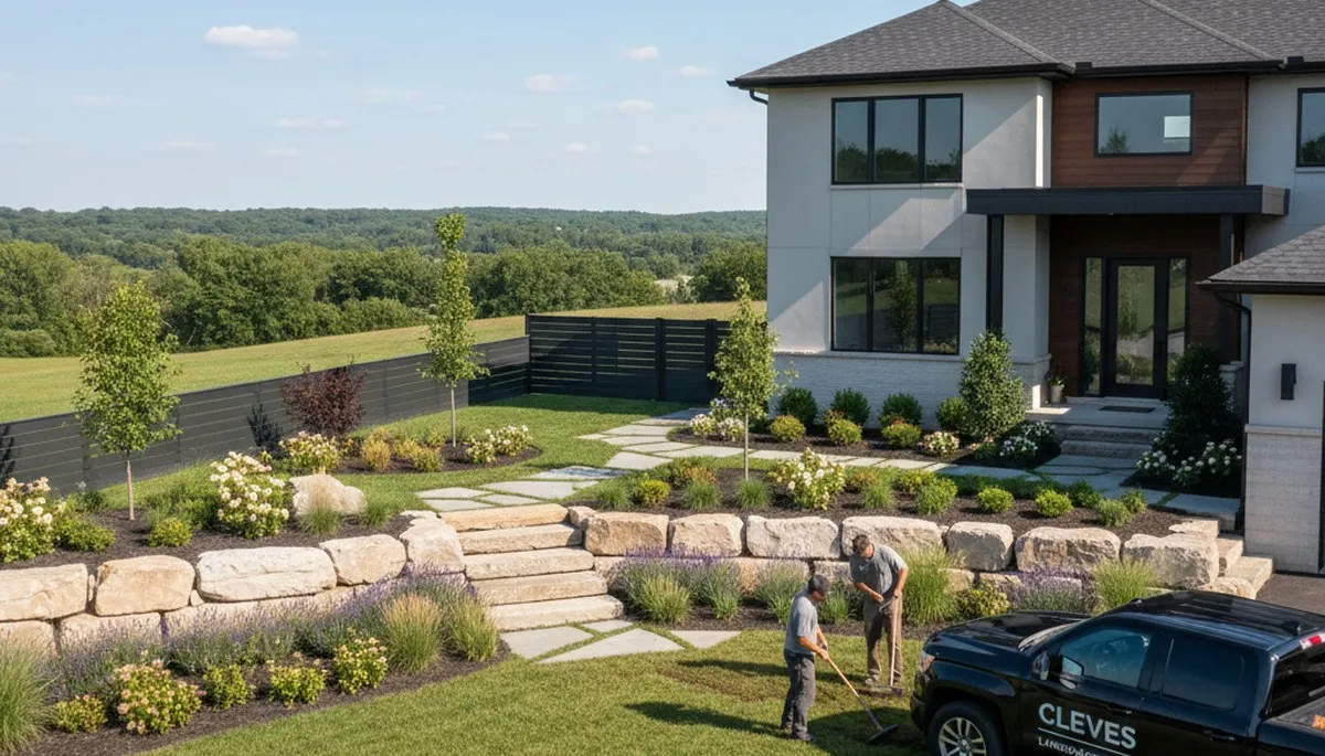 Landscaping design team in Cincinnati, OH creating a custom outdoor living space