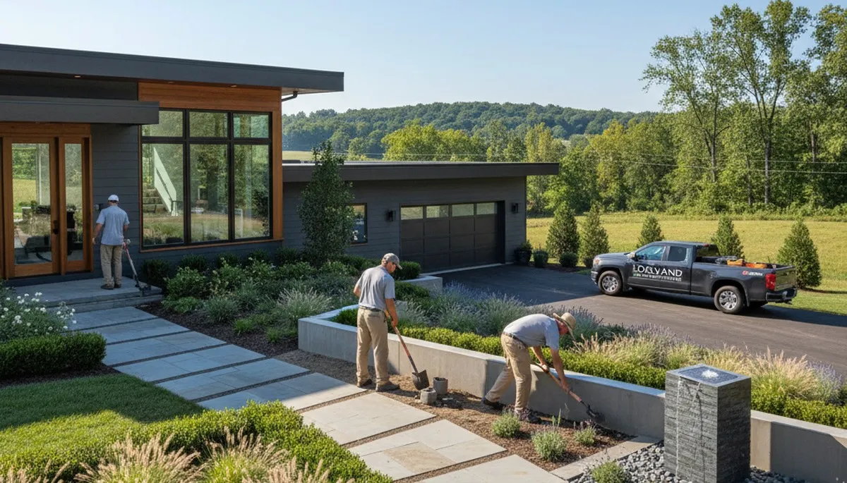 Landscaping team in Cincinnati, OH designing a custom outdoor space